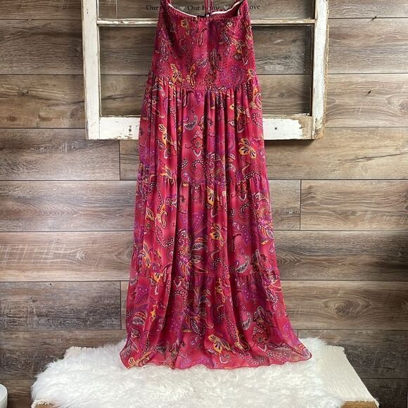 LANE BRYANT Ladies Floral Paisley Print Smocked Halter Style Maxi Dress Size 14 - Picture 3 of 10